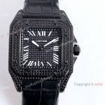 AAA Replica Cartier Santos Black Diamond Watch Automatic